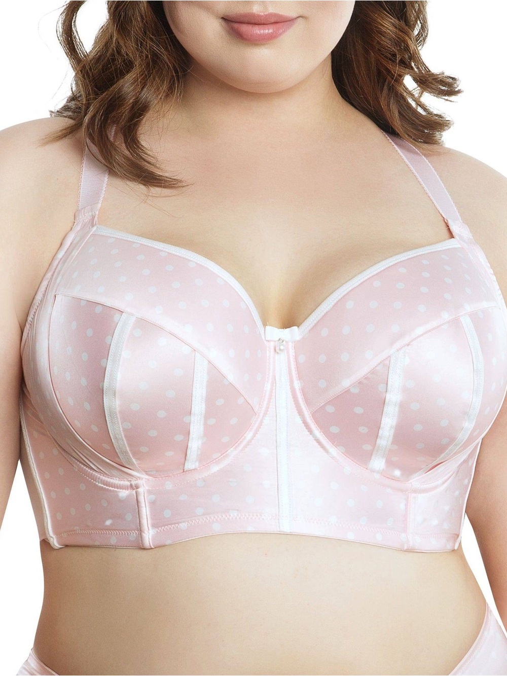 Charlotte Full Bust Padded Longline Bra - Petal Pink Dot 40H NWT